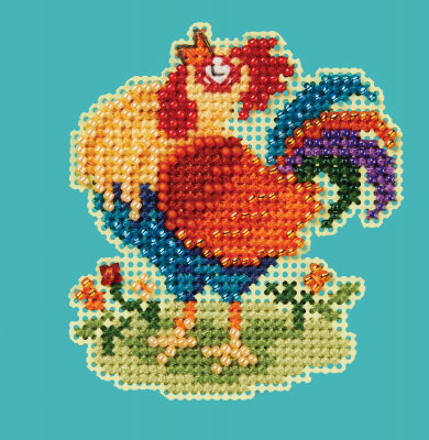 DIY Mill Hill Papa Rooster Chicken Counted Cross Stitch Magnet Kit