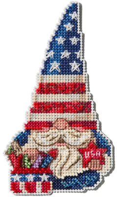 DIY Mill Hill Patriotic Gnome 4th of July Counted Cross Stitch Ornament Kit