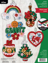 DIY Bucilla Peace and Love Groovy Retro Felt Ornament Kit 89658E