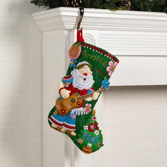 DIY Bucilla Peace and Love Santa Christmas Felt Stocking Kit 89613E
