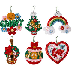 DIY Bucilla Peace and Love Groovy Retro Felt Ornament Kit 89658E