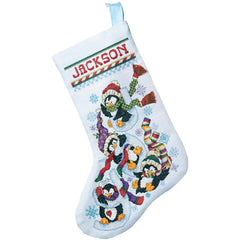 DIY Janlynn Penguin Joy Christmas Counted Cross Stitch Stocking Kit 0477