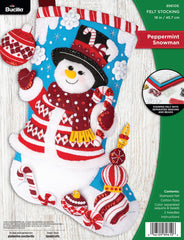 DIY Bucilla Peppermint Snowman Christmas Felt Stocking Kit 89610E