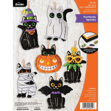 Load image into Gallery viewer, DIY Bucilla Purrfectly Spooky Halloween Cats Felt Ornament Kit 89649E