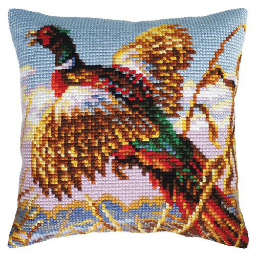 DIY Collection D'Art Pheasant Pond Chunky Needlepoint Pillow Top Kit
