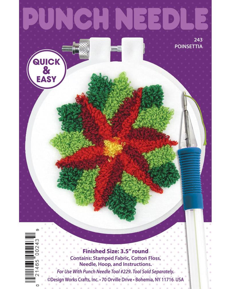 DIY Design Works Poinsettia Christmas Punch Needle Craft Kit