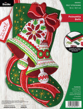 Load image into Gallery viewer, DIY Bucilla Poinsettia Bells Christmas Felt Stocking Kit 89595E