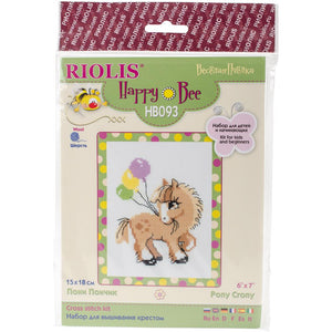 DIY Riolis Pony Crony Beginner Counted Cross Stitch Kit 6" x 7"
