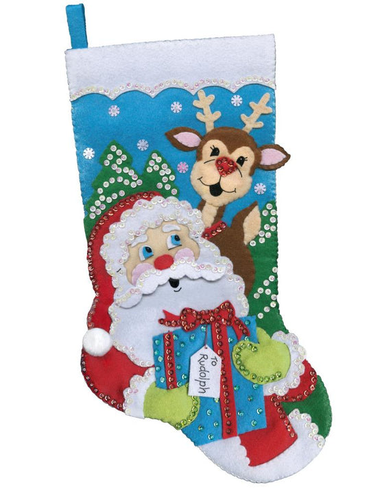 DIY Design Works Present for Rudolph Christmas Holiday Felt Stocking Kit 6819