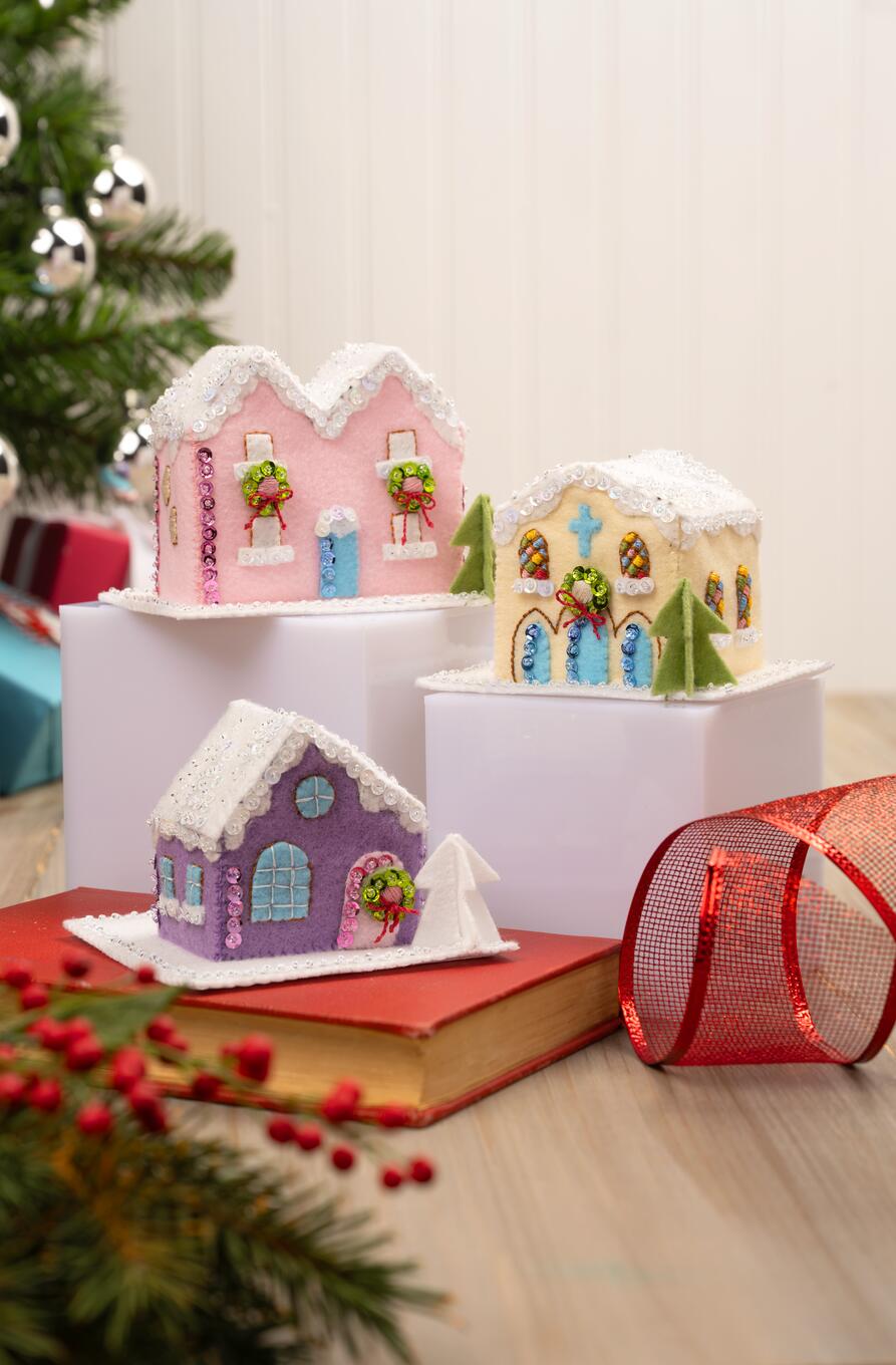 DIY Bucilla Putz Village Christmas House Felt Ornament Kit