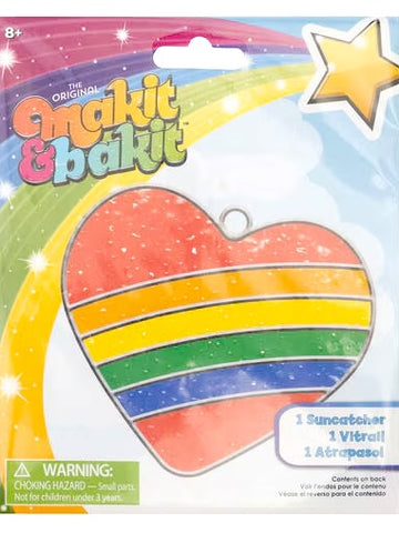 DIY Makit & Bakit Rainbow Heart Stained Glass Kids Suncatcher Kit