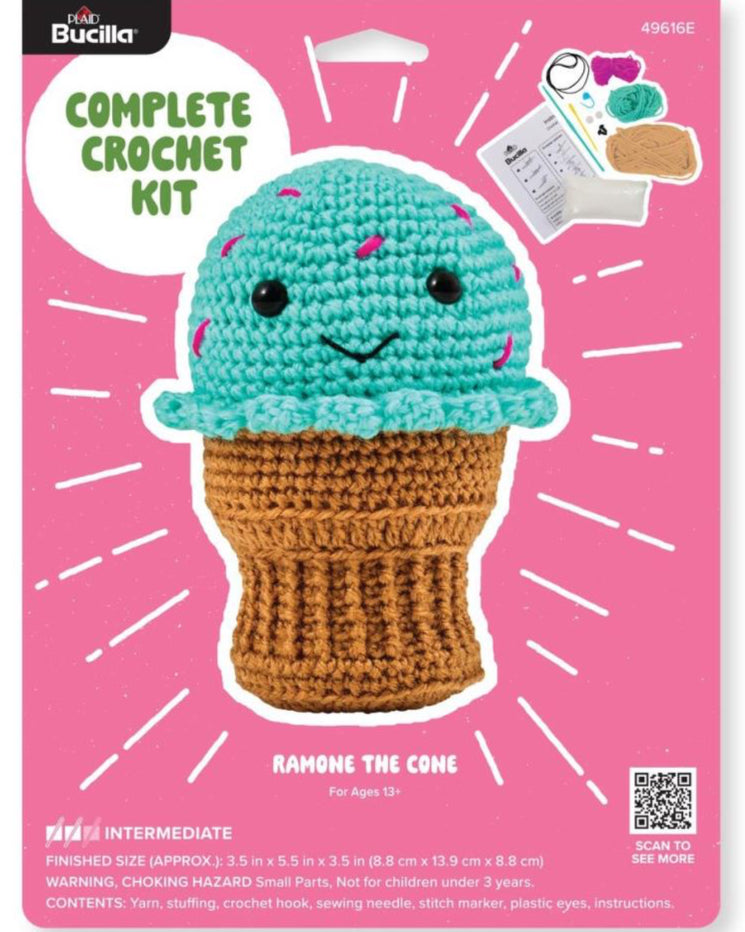 DIY Bucilla Ramone the Cone Ice Cream Intermediate Crochet Kit