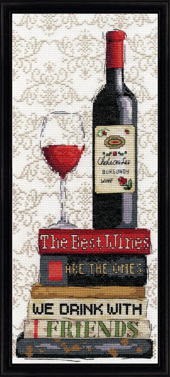 DIY Design Works Red Wine Bottle Counted Cross Stitch Kit 6x14