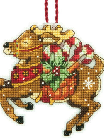 DIY Dimensions Reindeer Christmas Plastic Canvas Cross Stitch Ornament Kit