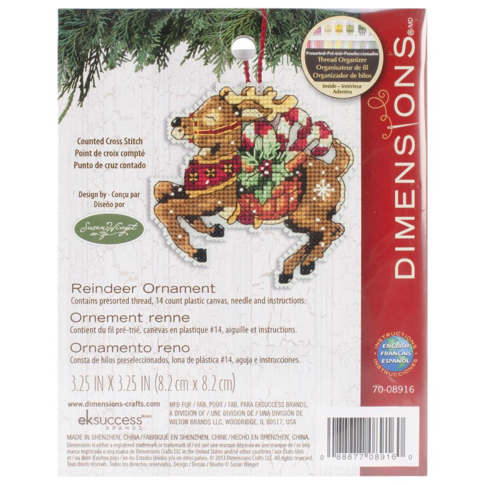 DIY Dimensions Reindeer Christmas Plastic Canvas Cross Stitch Ornament Kit