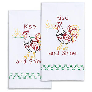 DIY Jack Dempsey Rise and Shine Rooster Stamped Embroidery Hand Towel Kit