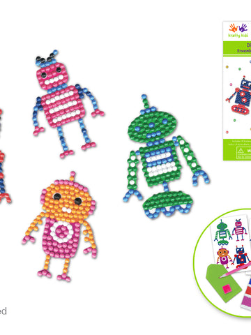 DIY Krafty Kids Robot Diamond Art Sticker Facet Bead Craft Kit