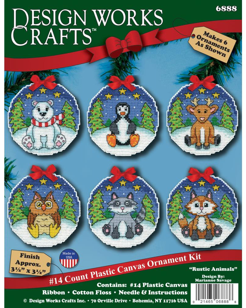 DIY Design Works Rustic Animals Christmas Plastic Canvas Ornament Kit