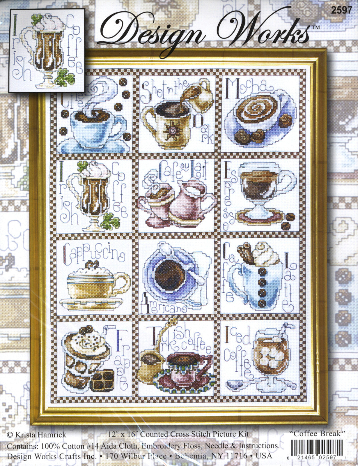 DIY Design Works Coffee Break Counted Cross Stitch Kit 12x14