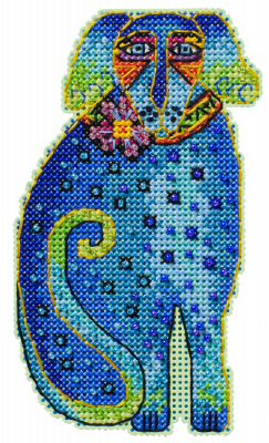 DIY Mill Hill Sadie Blue Dog Beaded Counted Cross Stitch Ornament Kit