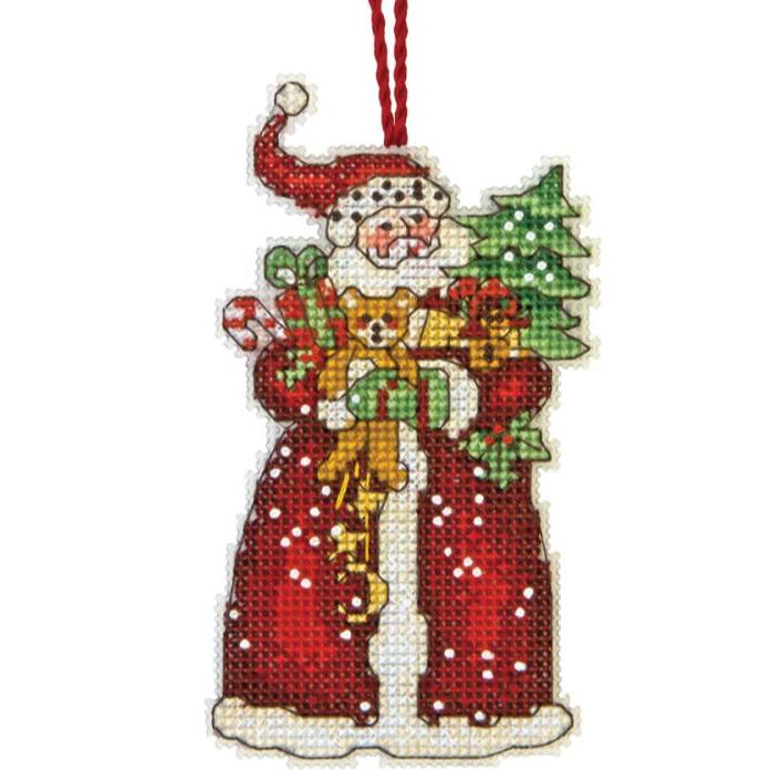 DIY Dimensions Santa Christmas Plastic Canvas Cross Stitch Ornament Kit