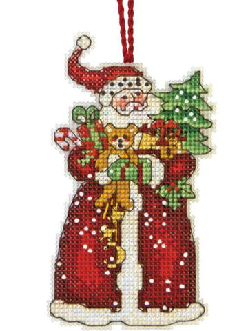 DIY Dimensions Santa Christmas Plastic Canvas Cross Stitch Ornament Kit