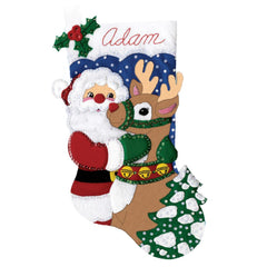 DIY Design Works Santa & Deer Christmas Holiday Felt Stocking Kit 5293