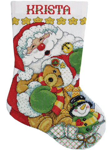 DIY Design Works Santa Friends Christmas Counted Cross Stitch Stocking Kit 5414