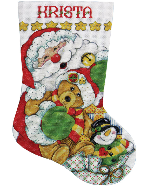 DIY Design Works Santa Friends Christmas Counted Cross Stitch Stocking Kit 5414