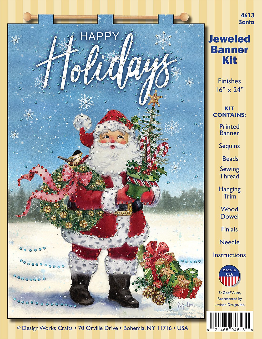 DIY Design Works Santa Christmas Sequin Banner Wall Hanging Craft Kit