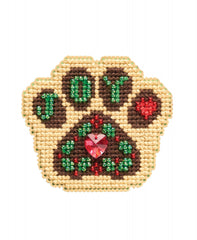 DIY Mill Hill Santa Paws Dog Christmas Bead Cross Stitch Magnet Ornament Kit