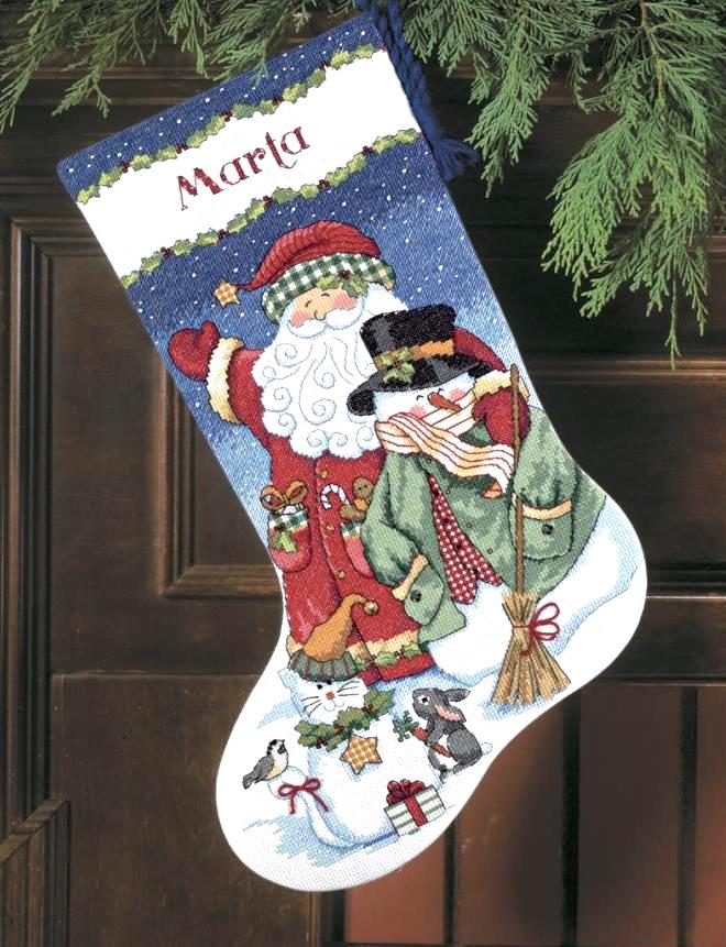 DIY Dimensions Santa & Snowman Christmas Counted Cross Stitch Stocking Kit
