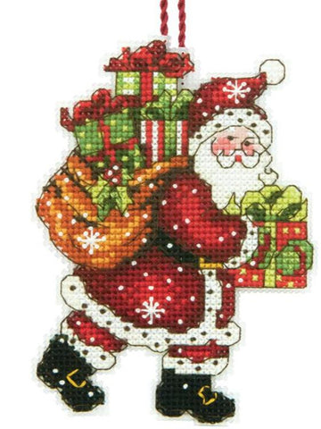 DIY Dimensions Santa with Bag Christmas Plastic Canvas Cross Stitch Ornament Kit