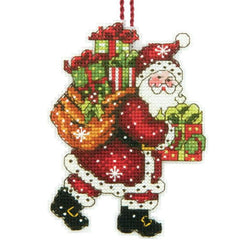 DIY Dimensions Santa with Bag Christmas Plastic Canvas Cross Stitch Ornament Kit