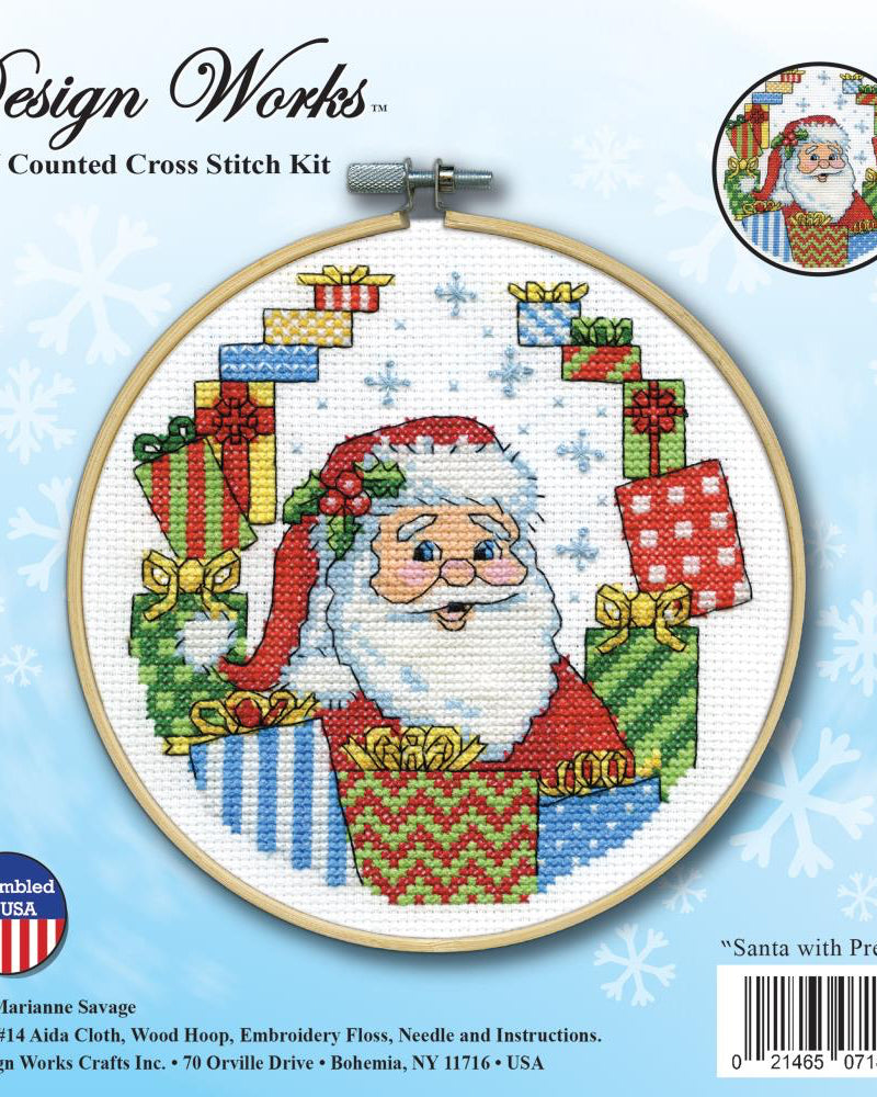 DIY Design Works Santa with Presents Counted Cross Stitch Hoop Kit