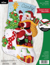 Load image into Gallery viewer, DIY Bucilla Santas Polar Bear Ride Christmas Felt Stocking Kit 89596E