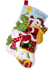 Load image into Gallery viewer, DIY Bucilla Santas Polar Bear Ride Christmas Felt Stocking Kit 89596E