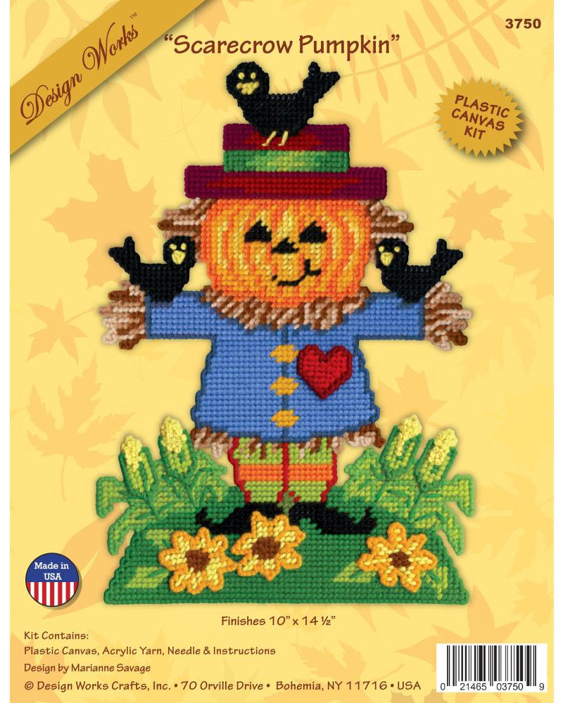 DIY Design Works Scarecrow Pumpkin Halloween Plastic Canvas Kit