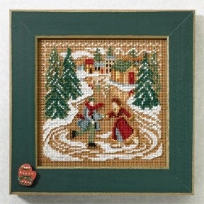 DIY Mill Hill Skating Pond Christmas Bead Counted Cross Stitch Kit