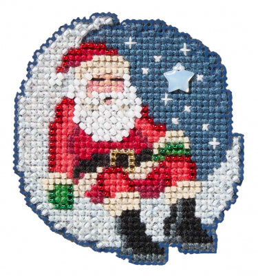 DIY Mill Hill Sleepy Santa Christmas Counted Cross Stitch Magnet Kit