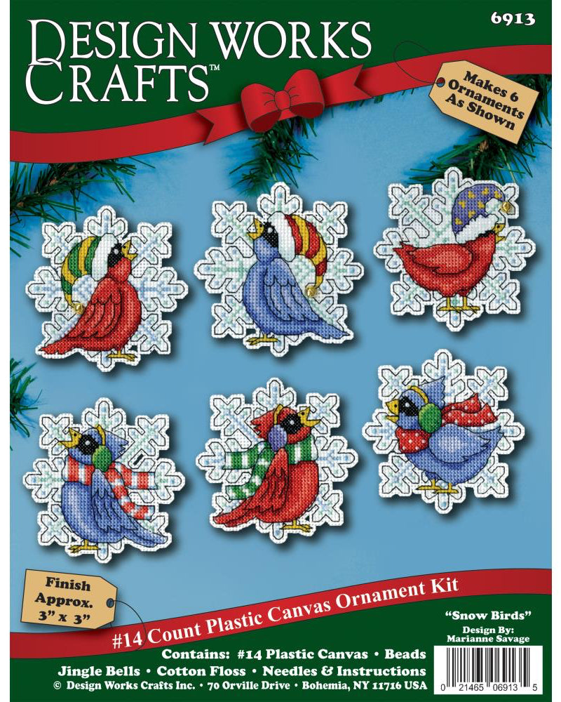 DIY Design Works Snow Birds Christmas Plastic Canvas Ornament Kit