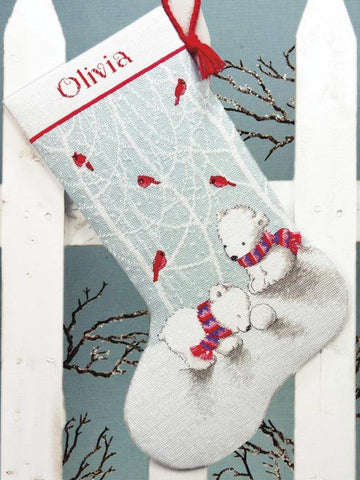 DMG DIY Dimensions Snow Bears Christmas Counted Cross Stitch Stocking Kit