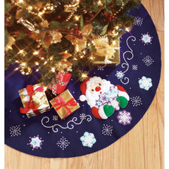 DIY Design Works Snowflake Santa Christmas Holiday Felt Tree Skirt Kit 5289