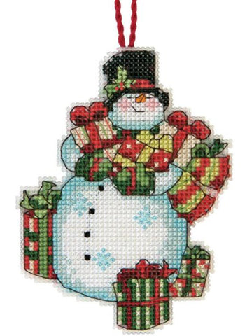 DIY Dimensions Snowman Christmas Plastic Canvas Cross Stitch Ornament Kit