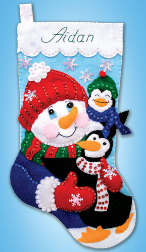 DIY Design Works Snowman Penguin Pals Christmas Felt Stocking Kit