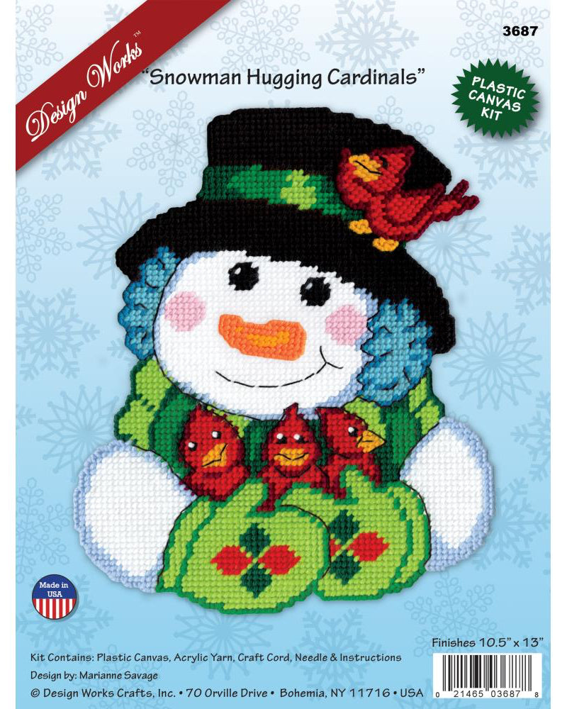 DIY Design Works Snowman with Cardinals Christmas Plastic Canvas Kit