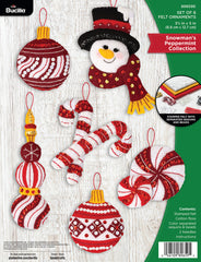 DIY Bucilla Snowmans Peppermint Collection Felt Ornament Kit 89659E