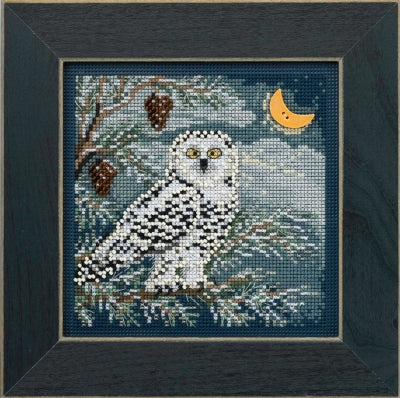 DIY Mill Hill Snowy Owl Winter Night Beaded Counted Cross Stitch Kit