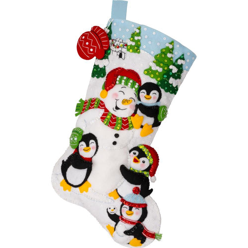DIY Bucilla Snowy Snuggles Penguins Christmas Felt Stocking Kit 89707E