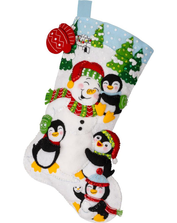 DIY Bucilla Snowy Snuggles Penguins Christmas Felt Stocking Kit 89707E